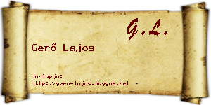 Gerő Lajos névjegykártya